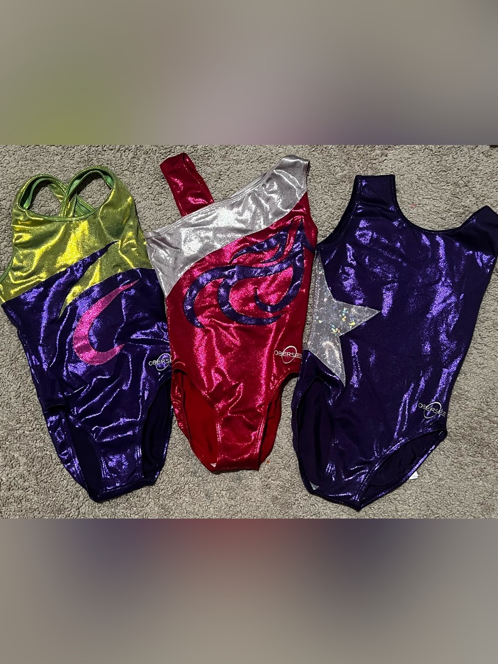 Obersee | Girls Metallic Gymnastics Leotards - Sparkle Performance - Child L